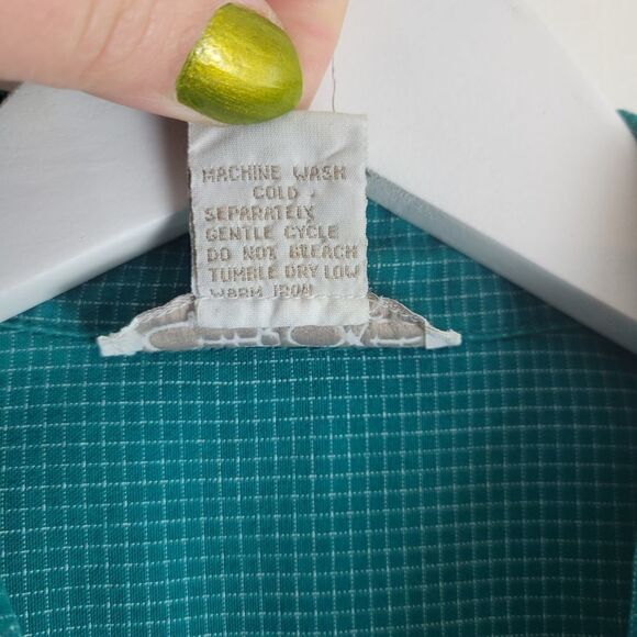 VintageāCherokeeāTealĀ BlueāSleevelessāGridlineāShirt - Picture 5 of 9